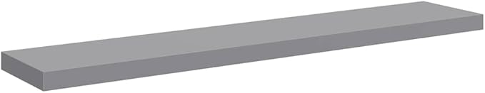 47.2 Inch Floating Wall Shelf, Long Rectangular Wood MDF Display Ledge for Living Room, Bedroom, and Home Office, Grey Matte Finish, Wall-Mounted Storage Organizer