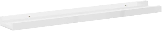 Set of 4 Wall Shelves, 23.6 inch Modern Floating Storage Shelf, High Gloss White Display Ledge for Books, Photos, Succulents, Living Room Bedroom Decor