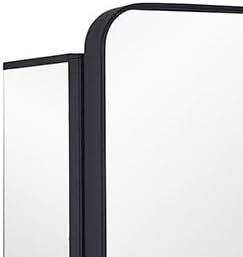 IDYLLOR Black Bathroom Mirror Medicine Cabinet with Round Corner Framed Door 24 x 30 inch, Recessed or Surface Mount, with Adjustable Glass Shelves