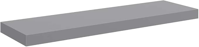 Floating Wall Shelf 31.5 Inch, Modern Rectangular Wood Shelf for Bedroom Living Room, Matte Grey MDF Display Storage Organizer with Invisible Mounting Hardware