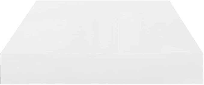 Floating Wall Shelf, High Gloss White Rectangular Shelving Unit, Modern MDF Decorative Display Shelf for Living Room, Bedroom or Office, 15.7 x 9.1 Inch