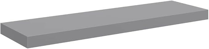 Set of 2 Floating Wall Shelves, Grey MDF Decorative Ledge Shelf for Living Room, Bedroom, Home Office, Sturdy Display Storage Solution, 31.5 Inch