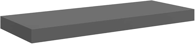 Floating Wall Shelves Set of 2, Modern High Gloss Gray Invisible Mounting Display Shelves for Living Room Bedroom, 23.6x9.3 Inches, MDF Honeycomb Core with Metal Frame, Holds 15.4 lbs Each