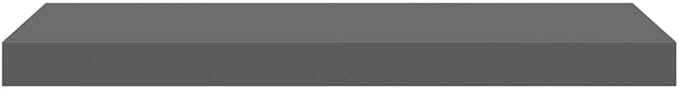 Floating Wall Shelves Set of 2, Modern High Gloss Gray Invisible Mounting Display Shelves for Living Room Bedroom, 23.6x9.3 Inches, MDF Honeycomb Core with Metal Frame, Holds 15.4 lbs Each