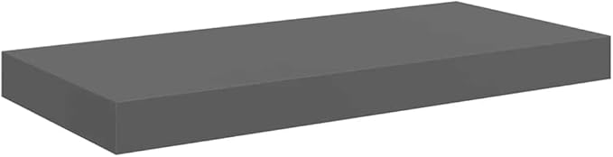 Floating Wall Shelves Set of 4, Modern High Gloss Gray Display Shelves with Invisible Mounting, 19.7x9.1 Inches MDF Board for Living Room Bedroom Office Decor, Holds 15.4 lbs Each