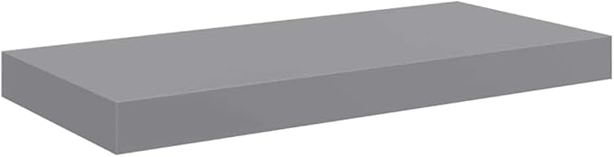 Set of 2 Grey Floating Wall Shelves, Modern Honeycomb MDF Wall Mounted Storage Shelves for Living Room, Bedroom Decor Display, 19.7 x 9.1 Inches