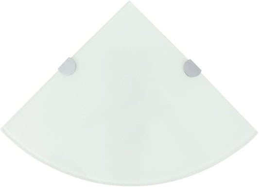 Corner Shelf Floating Wall Mount 9.8 x 9.8 Inch White Tempered Glass Triangular Storage Rack for Bathroom Kitchen Living Room Display