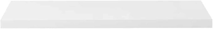 Set of 2 Floating Wall Shelves, 35.4 Inch Modern High Gloss White MDF Decorative Display Ledge for Bedroom, Living Room, and Office Storage