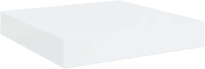Floating Wall Shelves Set of 2, Modern Invisible Mounting Display Shelves for Living Room & Office, High Gloss White Honeycomb MDF with Metal Frame, 9.1x9.3x1.5 Inches, Holds 11 lbs Each