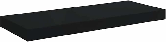 Floating Wall Shelf Black 23.6x9.3 Inches Modern Invisible Mounting Display Rack for Living Room Decor, Books, Collectibles, Awards, Durable MDF and Metal Frame