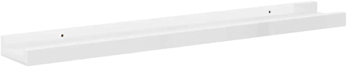 Wall Shelf Set of 2 Floating Shelves 23.6 inch High Gloss White MDF Modern Display Ledge for Bedroom Living Room Office Home Decor