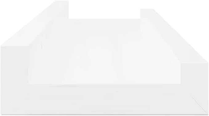 Wall Shelf Set of 2 Floating Shelves High Gloss White MDF Modern Display Ledge for Bedroom Living Room Bathroom Decor 15.7 Inch