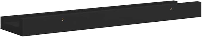 Floating Wall Shelves Set of 2, 15.7 Inch Modern Picture Ledge Shelf for Wall Display, Black MDF Decorative Shelves for Photo Frames, Books, and Home Decor