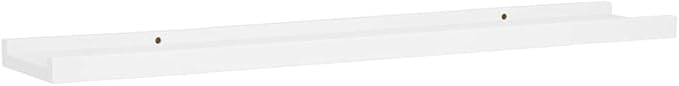 Picture Frame Ledge Shelves 2 Pack White 31.5 inch Wall Mounted Display Shelves for Photo Frames and Decorations, MDF Floating Shelf with Front Edge Protection