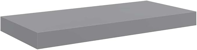 Floating Wall Shelf Modern Grey Decorative Display Ledge for Bedroom Living Room Space Saving Storage Organizer 19.7 x 9.1 Inch MDF Wood