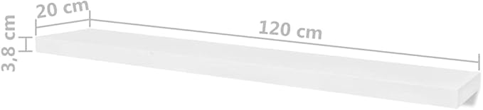 Set of 4 Floating Shelves 47.2 inch Wall Mounted Display Ledge for Bedroom Living Room Office Modern White MDF Storage Organizers