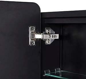 IDYLLOR Lighted Bathroom Medicine Cabinet with Round Corner Framed Mirror Door 30 x 25.6 inch, Recessed or Surface Mount, with Adjustable Glass Shelves