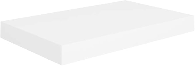 Floating Wall Shelves 2 Pack White Modern Display Rack 15.7x9.1x1.5 Inches MDF Honeycomb with Invisible Mounting System for Living Room Bedroom Office Decor