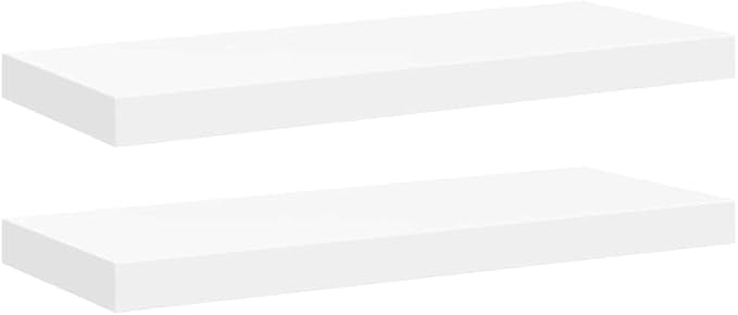 Set of 2 Floating Wall Shelves, 23.6-inch Matte White Honeycomb MDF Wood Shelves for Bedroom, Living Room, and Office Storage and Display