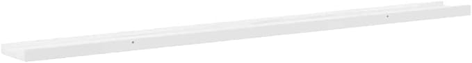 Set of 2 Floating Wall Shelves, 45.3 Inch Modern High Gloss White MDF Display Ledge, Wall Mounted Shelves for Living Room, Bedroom, and Home Decor