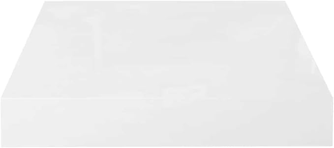Set of 4 Floating Wall Shelves, Modern High Gloss White Square Shelves for Wall Storage, Decorative Display Shelves for Bedroom, Living Room, and Office, Easy to Install