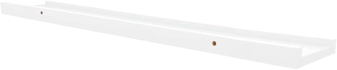 Picture Frame Ledge Shelves 2 Pack White 31.5 inch Wall Mounted Display Shelves for Photo Frames and Decorations, MDF Floating Shelf with Front Edge Protection