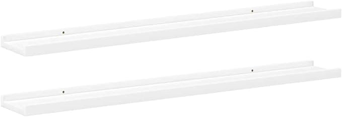 Set of 2 Floating Shelves 31.5 Inch, White U-Shaped Wall Mounted Ledge Shelf for Picture Frame, Books, and Modern Home Decor Display