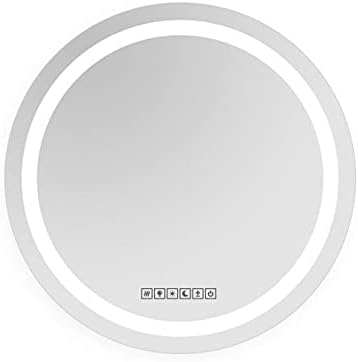 28 Inch Round LED Bathroom Mirror with 3 Color Modes, Touch Dimmer, Anti-Fog - Wall Mount Lighted Vanity Mirror for Makeup, Dressing Room - Fab Glass and Mirror