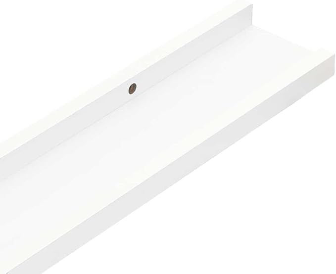 Floating Wall Shelves Set of 4, Modern Minimalist White Decorative Storage Ledge for Bedroom, Living Room, Nursery, Durable MDF Display Shelves, 15.7 Inch