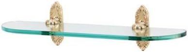 Alno Ribbon And Reed 24" Glass Shelf With Brackets - Unlacquered Brass