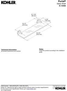 Kohler K-14440-CP Purist Glass Shelf, Polished Chrome