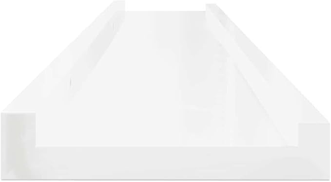 Set of 4 Wall Mounted Floating Shelves, 39.4 Inch Modern MDF Shelving Unit, High Gloss White Decorative Display Ledge for Living Room, Bedroom and Office