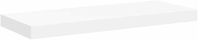 Floating Wall Shelf for Bedroom, Modern Rectangular Display Shelves, Sturdy MDF Wall Mounted Storage Organizer for Living Room and Office, White, 23.6 inch