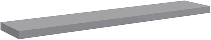 Floating Wall Shelves Set of 4, Modern Gray Wooden Display Shelves 47.2 Inch for Living Room Bedroom, Invisible Mounting, Heavy Duty MDF Board for Books Decor Plants Photos Awards