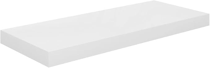 Floating Wall Shelves 2 Pack High Gloss White Modern Display Rack 23.6x9.3 Inches MDF Honeycomb Structure for Living Room Bedroom Office Decor