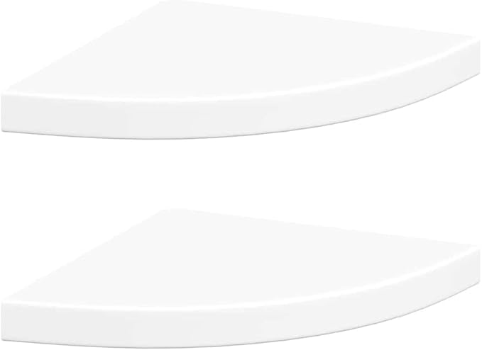 Floating Corner Shelves Set of 2, White Wall Mounted Display Shelves for Living Room Bedroom, 13.8x13.8x1.5 Inch MDF Honeycomb Corner Shelving Unit with Invisible Bracket, Easy Install Home Decor