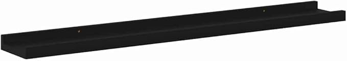 Wall Shelves Set of 4, Black Floating 31.5 Inch for Living Room Bedroom, Modern MDF Storage Shelves for Decor Books Plants, Easy Mount Heavy Duty Shelving