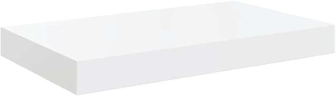 Set of 2 Floating Wall Shelves, Modern High Gloss White MDF Display Ledges, Decorative Shelving for Living Room, Bedroom, and Home Office Organization