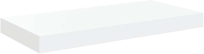 Floating Wall Shelves Set of 2, Modern High Gloss White Invisible Mounting Display Shelves for Living Room Bedroom, 19.7x9.1 Inches, Durable MDF and Metal, Holds 15.4 lbs Each