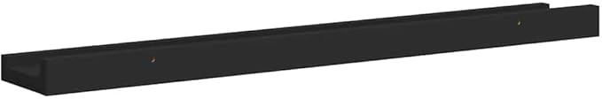 Floating Picture Frame Ledge Shelf Set of 2, 23.6 inch Wall Mounted Display Shelves for Photos, Art, and Decor, Black Modern Storage Ledges