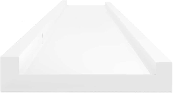 Wall Shelves Set of 4, 45.3-Inch Modern Floating Shelves, High Gloss White Wall-Mounted Display Ledge for Books, Collectibles, and Home Decor