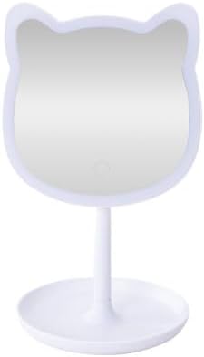 Puurrfect Mirror Gifts, Cute Cat Ears Shape Mirrors Makeup with LED Lights Touch Control. Smart Touch. (White)