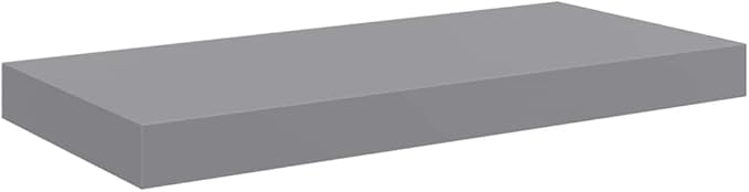 Floating Wall Shelves Set of 2, Modern Gray Display Shelves with Invisible Mounting, 19.7x9.1 Inches, Honeycomb MDF and Metal for Living Room, Bedroom, Office, Holds 15.4 lbs Each for Books Decor