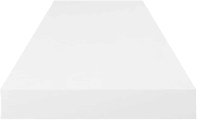Floating Wall Shelf, Modern High Gloss White Honeycomb MDF Storage Display Ledge for Bedroom, Living Room, and Office, 31.5 Inch Invisible Mounting Decorative Shelving