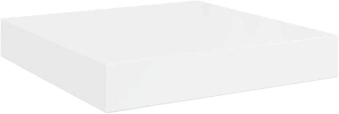 Wall Shelf Set of 2, Modern Floating Shelves for Living Room, Decorative Honeycomb MDF Storage Display Shelves, High Gloss White, 9.3 x 9.1 Inch