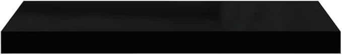 Set of 4 Floating Wall Shelves, Modern Rectangular MDF Shelving Units for Bedroom, Living Room, and Office Storage, Matte Black, 23.6-Inch