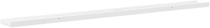 Wall Shelves Set of 4, 45.3-Inch Modern Floating Shelves, High Gloss White Wall-Mounted Display Ledge for Books, Collectibles, and Home Decor