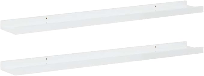 Set of 2 Floating Wall Shelves, 31.5 Inch Modern High Gloss White MDF Wood Display Ledge for Bedroom, Living Room, Bathroom and Home Office Decor