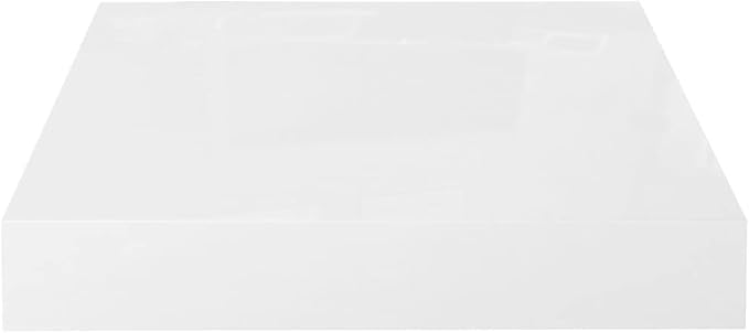 Floating Wall Shelf High Gloss White 9.1x9.3x1.5 Invisible Mounting Display Rack for Home Decor Books Collectibles Modern Minimalist Design