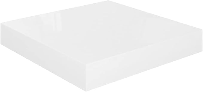Floating Wall Shelves 2 Pack High Gloss White Modern Display Rack for Living Room Bedroom, Invisible Mounting, 9.1x9.3x1.5 Inches MDF Honeycomb Shelves with 11lb Capacity Each